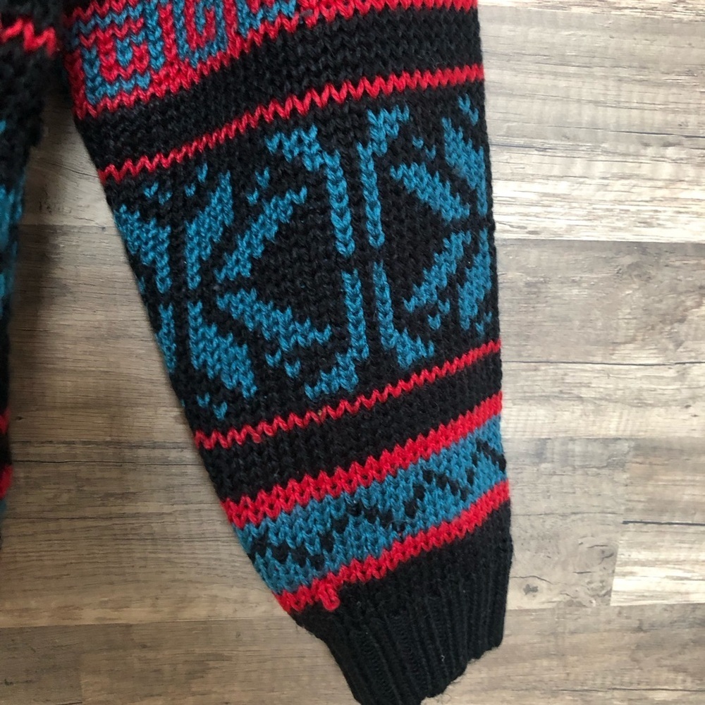 Vintage Geometric Snowflake Patterned Crewneck Knit Sweater Large - Picture 6 of 10